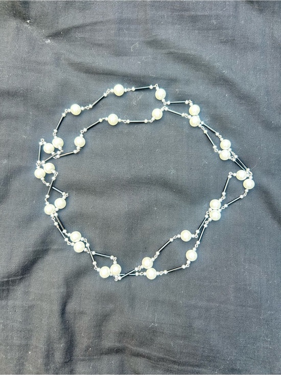 Jewelry - Classic Pearl and Silver Station Necklace - White Pearls